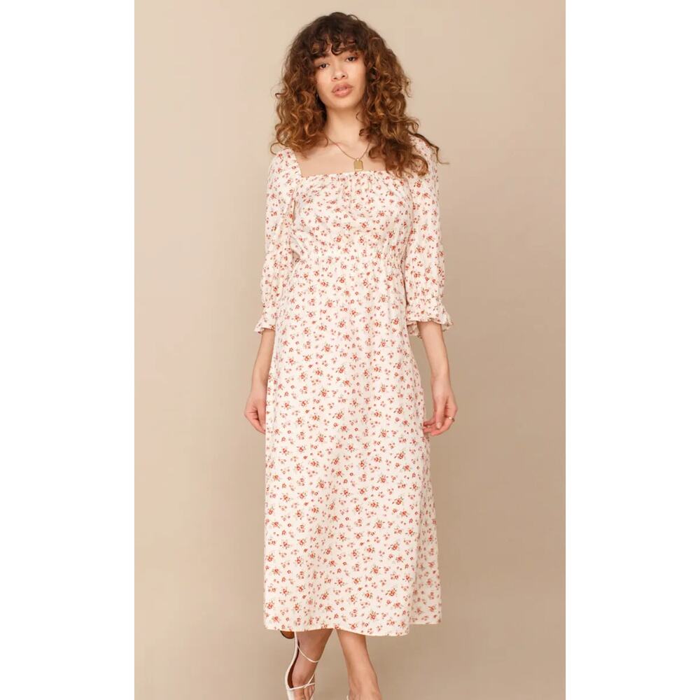 Reformation Karly Floral Maxi Dress in Colette Women XS Puff Sleeve‎ Square Neck